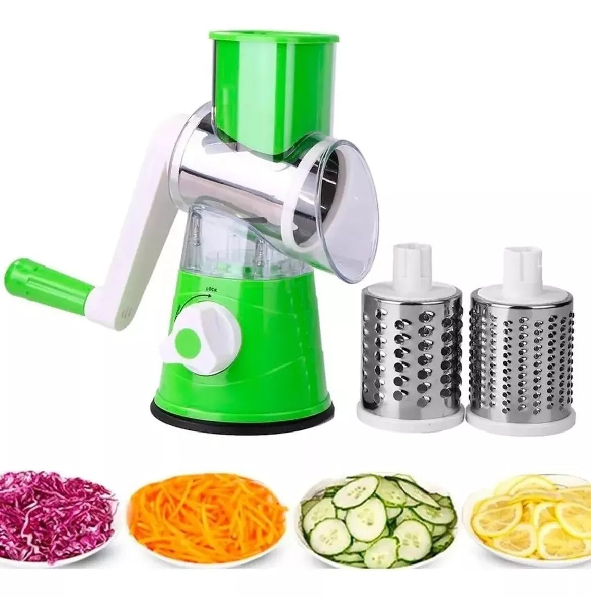 ¡Ahorra tiempo en la cocina! Rallador 3 en 1 con cuchillas intercambiables – Rápido, seguro y sin esfuerzo